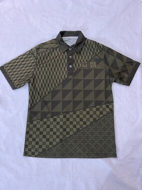 Hawaii's Finest Olive Green Tribal Geometric Polo Shirt